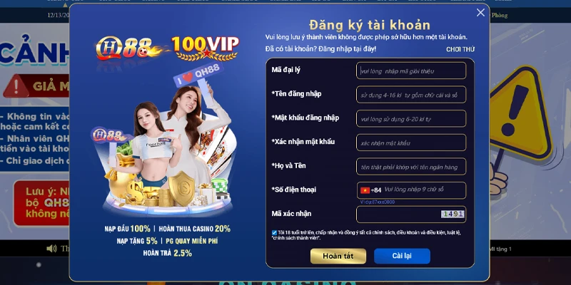 Điền thông tin "chính chủ" để QH88 có thể phục vụ bạn tốt nhất